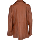 Womens Single Breasted Leather Coat Cognac/app: ESMARALDA