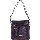 Ashwood Leather Croc-embossed Shoulder Bag for Woman Purple: 12088