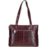 Velutto Eleganza' Zip Mid Section Real Leather Shoulder Bag Bordo/croc: 52234