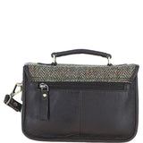 Ashwood Leather & Harris Tweed® Cloth Small Satchel Bag Brown/Green: TW-67-09-BG