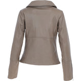 Ladies Veg Tanned Leather Biker Jacket Biscuit: AWL-80