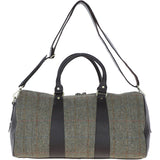 Ashwood Leather & Harris Tweed® Cloth Large Holdall Brown/Green: TW-47-09-BG