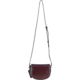 Real Leather Saddle Crossbody Bag Burgundy: 63753
