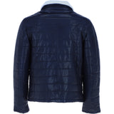 Ashwood Men’s Real Leather Puffer Jacket in Regular Fit with Faux Fur Collar Navy: AWM-Puffer