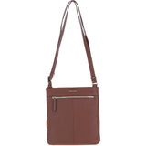 Genuine Leather Crossbody x Shoulder Bag with Golden Accents Cognac: 64239