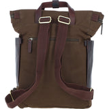 Fenland Canvas & Leather Backpack Brandy/green: FEN-755