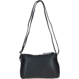 Compact Zip-Closure Leather Crossbody Bag Black: Belfast