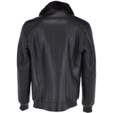 Luxury  Sheepskin Pilot Bomber Jacket With A Mink Collar  Black: MP 41