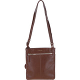 Genuine Leather Crossbody x Shoulder Bag with Golden Accents 2 Tone Tan: 64239