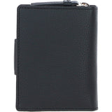 Ashwood Leather RFID Secure Wallet/Purse with Zip and Stud Closure Black: X-30