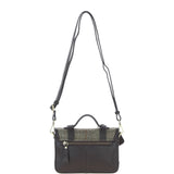 Ashwood Leather & Harris Tweed® Cloth Small Satchel Bag with Twist Lock Brown/Green: TW-33-09-BG