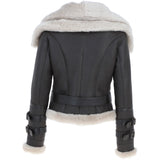 Womens Aviator Shearling Leather Jacket Brown/Cream: KB-451 DC