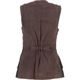 Ashwood Women's Country Tailored Buttoned Gilet with Leather Trim Brown/Red/Green: TW-704-07-BR