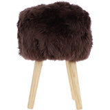 New Zealand Sheepskin Stool Chocolate: SHORT SHEEPSKIN STOOL