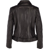 Ladies Vegetable Tanned Leather Studded Biker Jacket: Z 158