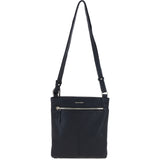Genuine Leather Crossbody x Shoulder Bag with Golden Accents Black: 64239