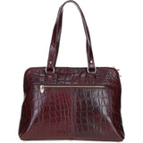 Women’s Large Croc Finish Leather Bag Bordo/croc: 22-064/R