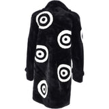 Sheepskin Coat With Roundel Detail Black/ White: D-LOOK-8