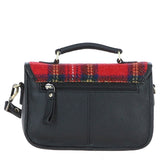 Ashwood Leather & Harris Tweed® Cloth Small Satchel Bag Black/Red: TW-67-14-BR