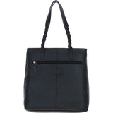Black Leather Shoulder Bag with Acid Print Pocket: ELA 1128