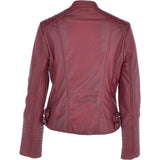 Ladies Leather  Biker Jacket Bordeaux: N-31