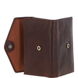 Women's Vintage Wash 12 Card Leather  Purse Brandy : G-42