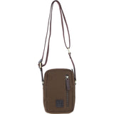 Fenland Canvas & Leather body Bag Brandy/Green: FEN-750