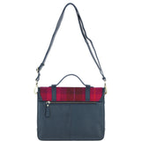 Ashwood Leather & Harris Tweed® Cloth Large Satchel Bag with Twist Lock Navy/Pink: TW-35-06-NP