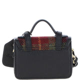Ashwood Leather & Harris Tweed® Cloth Micro Satchel Bag with Twist Lock Black/Green/Red:TW-36-07-BR