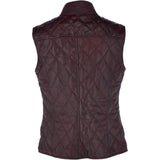 Diamond Quilted Leather Gilet Burgundy: RIGDEN GILLET