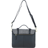 Ashwood Leather & Harris Tweed® Cloth Large Satchel Bag with Twist Lock Black/White: TW-35-12-BW
