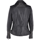 Leather Biker Jacket Black: RUTH