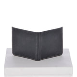 Cow Waxy Leather Classic 3 Card Bill-Fold and Coin Wallet Black : 1552