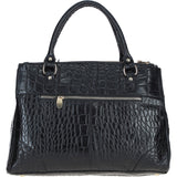 Three Section A4 Croc Print Leather Work Bag Black: A4 Work Bag