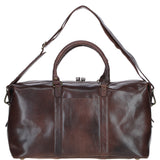 Large Leather Weekend Holdall Brown: TL-009
