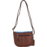 Ashwood Leather & Harris Tweed® Cloth Saddle Bag Tan/LT Blue: TW-26-05-TB