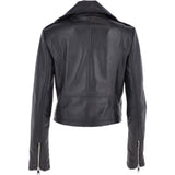 Short Leather Biker Jacket Black: 6617