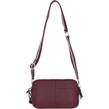Compact Twin Zip Ashwood Leather Crossbody Bag Wine: X-35