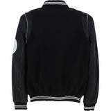 Ashwood Leather Men’s Wool and Leather Bomber Jacket with Striped Collar in Black: AWM-8