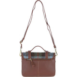 Ashwood Leather & Harris Tweed® Cloth Medium Satchel Bag with Twist Lock Tan/Mcload: TW-34-02-TM