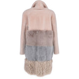 Womens Luxury Sheepskin Coat Baby Pink/multi: KB 634