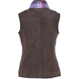 Ashwood Women's Country Tweed Check Waistcoat with Leather Trim Brown/Pink: TW-702-15-BP