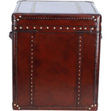 Luxury Handcrafted Leather Large Storage Trunk Chestnut: LF-147