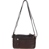 Leather Crossbody Bag with Adjustable Strap Brown: Audrey