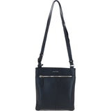 Exquisite Genuine Leather Crossbody Flat Bag with Golden Accents Black: 64255