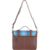 Ashwood Leather & Harris Tweed® Cloth Large Satchel Bag with Twist Lock Tan/TL Blue: TW-35-05-TB