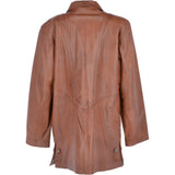 Womens Single Breasted Oversized Leather Coat Cognac/app: IVONNE 2