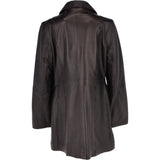 Womens Single Breasted Leather Coat Black/app: BIRMINGHAM