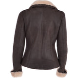 Womens Luxury Shearling Jacket Brown/Cream: P-47