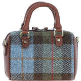 Ashwood Leather & Harris Tweed® Cloth Small Barrel Bag Tan/Mcload: TW-61-02-TM